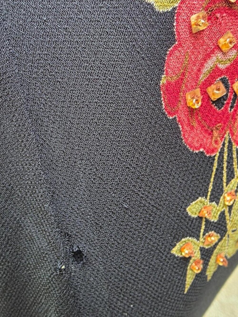 90s Majick floral beaded slip dress midi romantic goth rose print dress - Picture 6 of 8